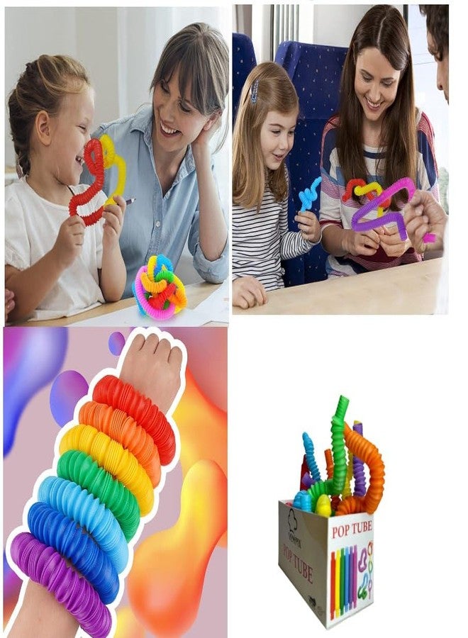 VEMPIX Pop Tubes Fidget Toy, Sensory Tubes, Poppin Pipes for Kids, Stress Relief Stretch Bend Build and Connect Toy, Fidget Toys for Sensory Learning, Colorful Pop Tubes (48-Pop Tube) - Image 3